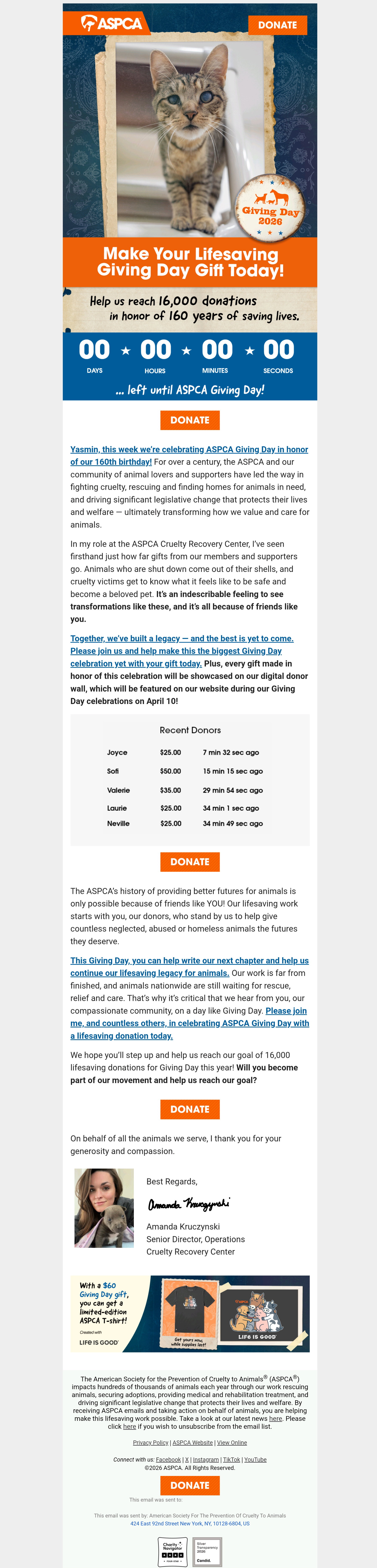 screenshot of Giving Day email