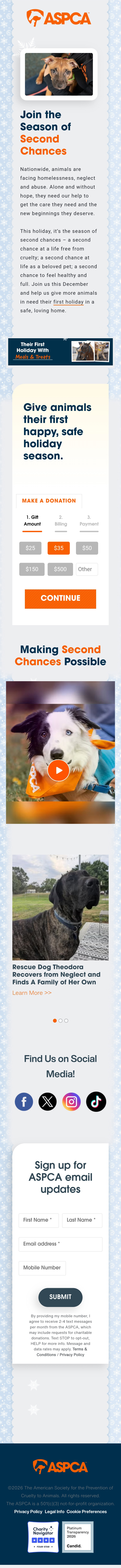 mobile screenshot of Second Chances landing page