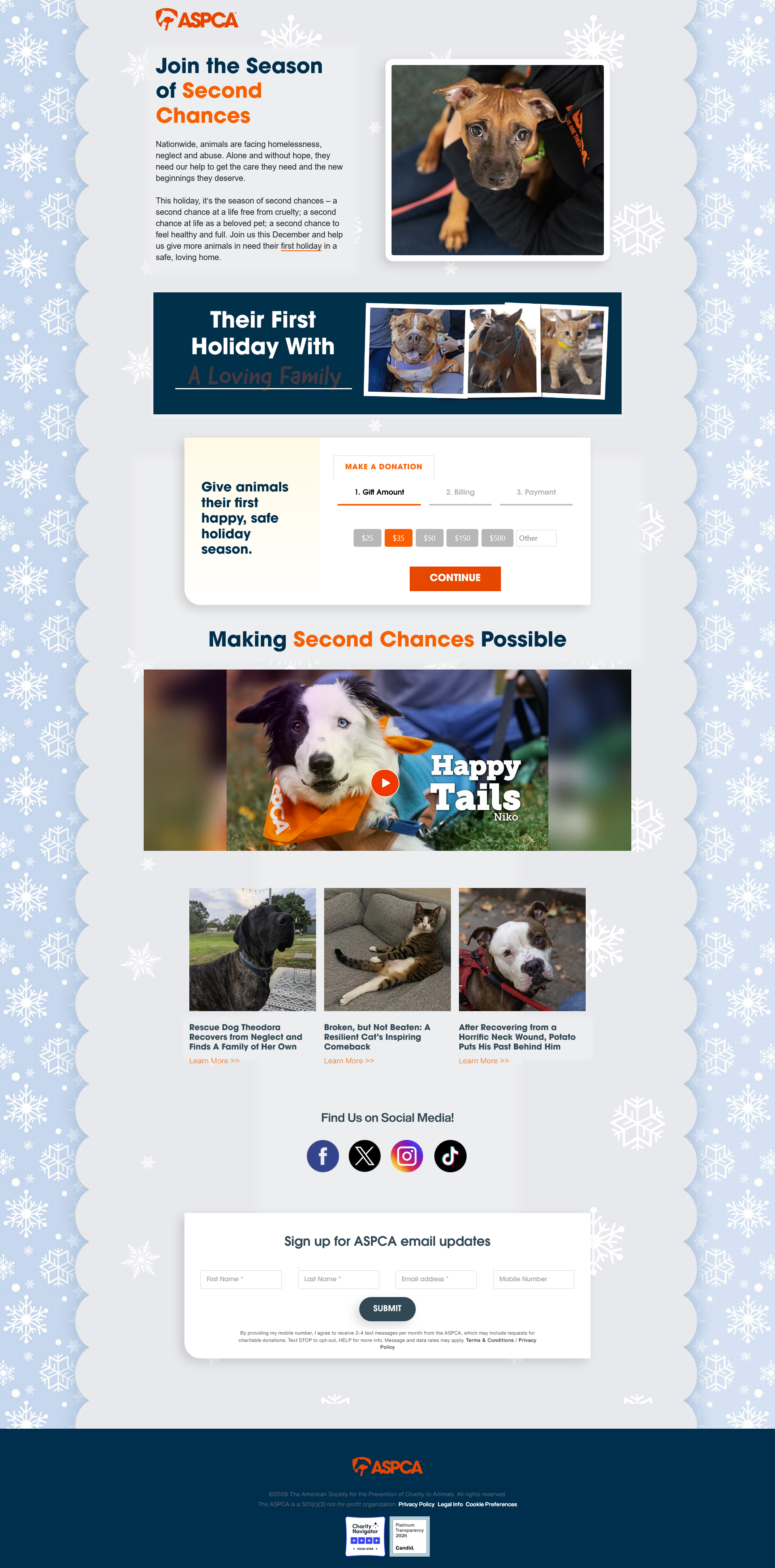 screenshot of Second Chances landing page