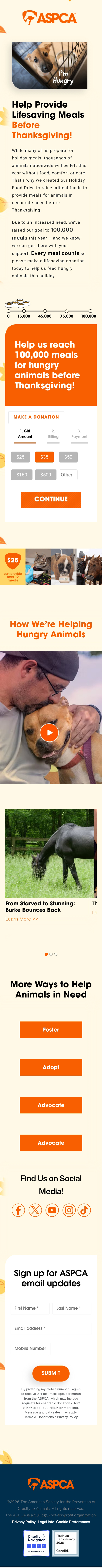mobile screenshot of Hungry Animals landing page