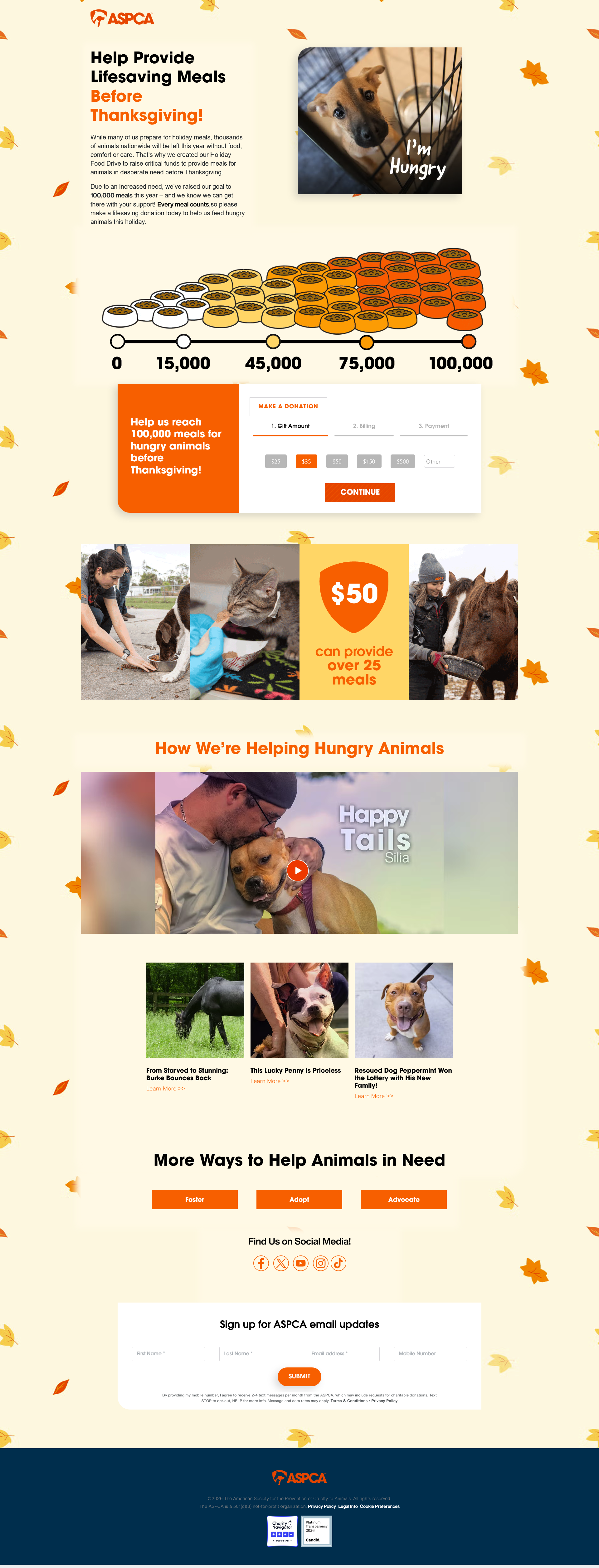 screenshot of Hungry Animals landing page