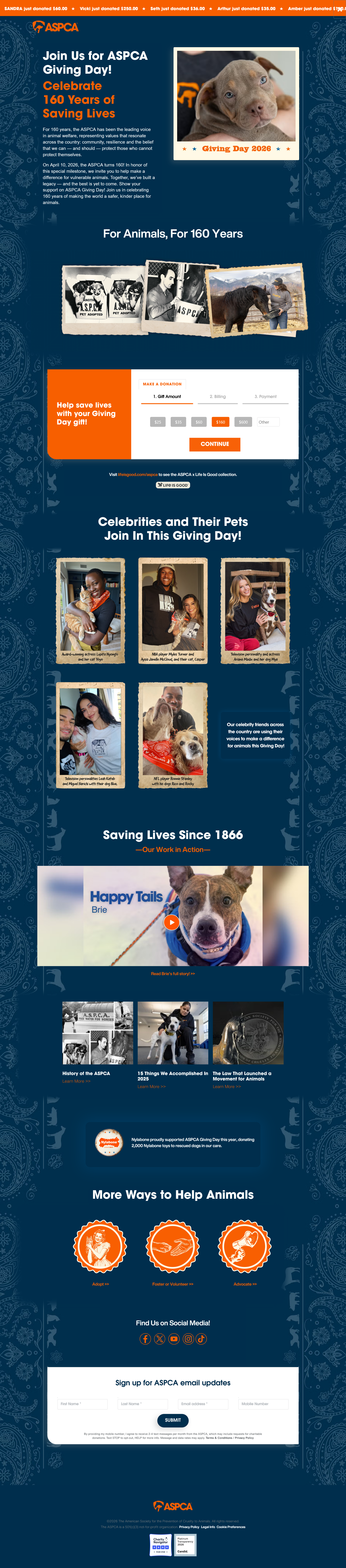 screenshot of Giving Day landing page