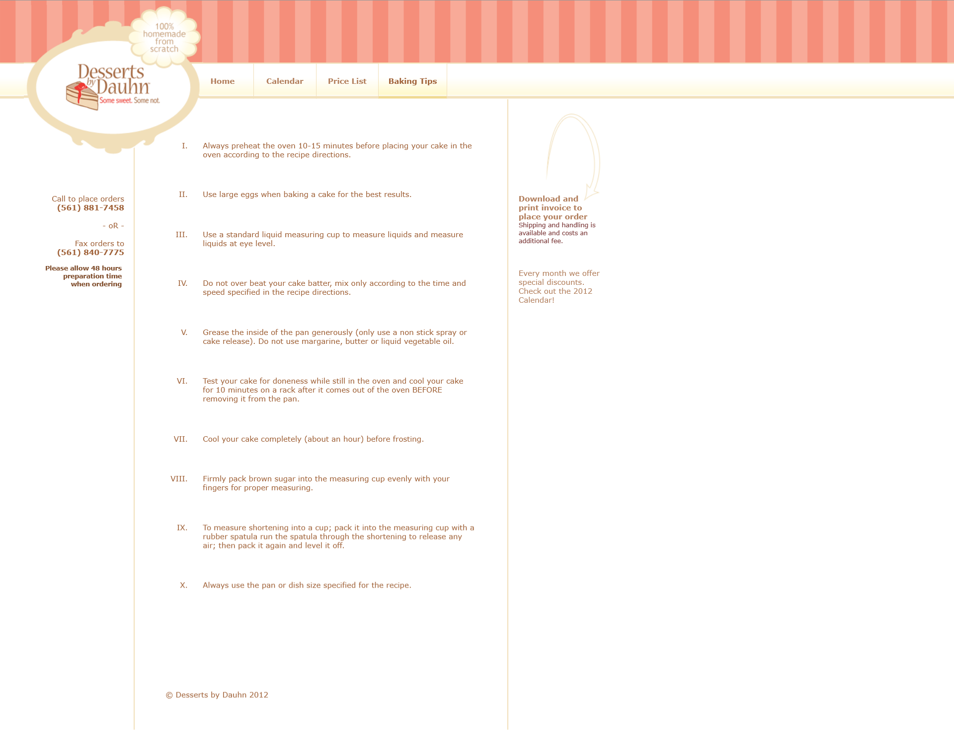 screenshot of Desserts by Dauhn website