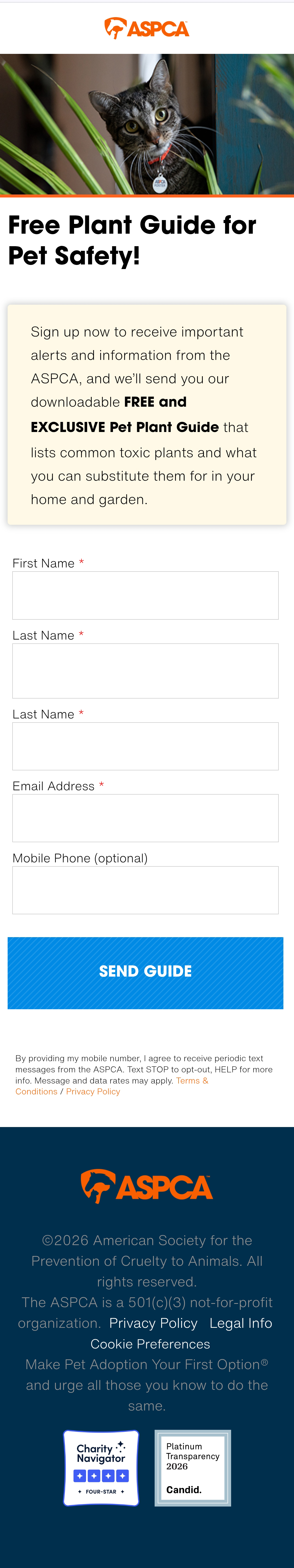 mobile screenshot of plant guide form